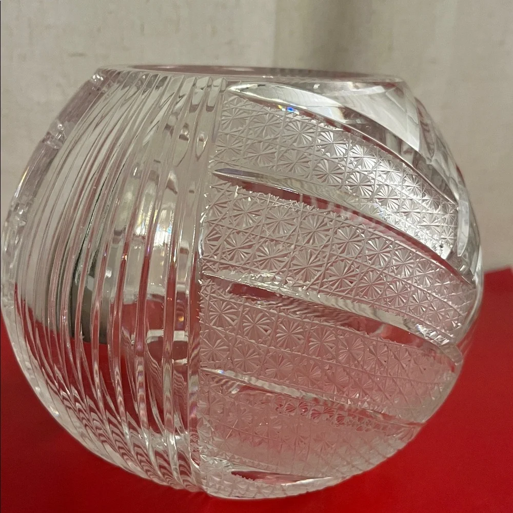 Very RARE 19th Century Large Crystal Vase 5.75”H 6.5”D